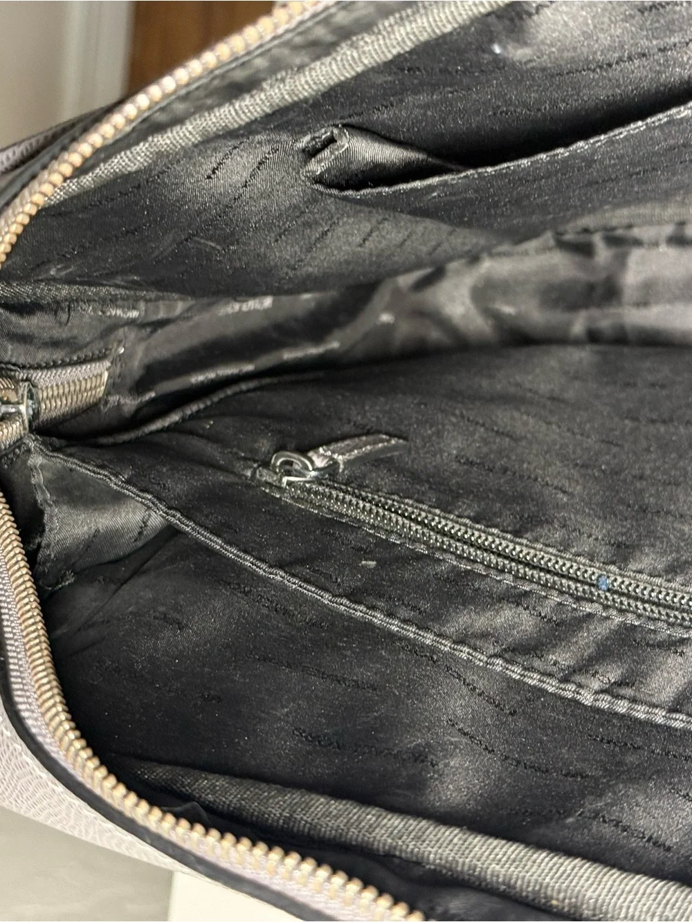 Michael Kors Gray Leather Laptop Briefcase with Removable Strap